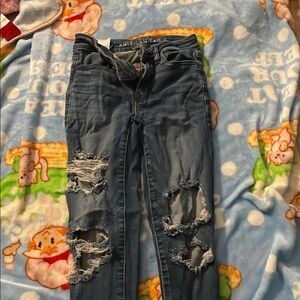 American Eagle Outfitters Blue Skinny Distressed Jeans